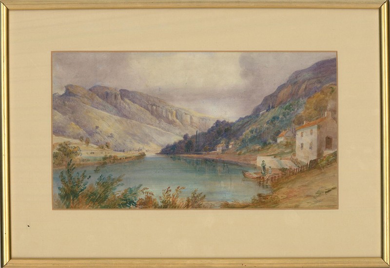 Daniel Smith – Mid 19th Century Watercolour, Mountainous River Scene