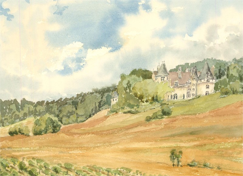 Sylvia E. Churchward-Wade – Contemporary Watercolour, View with Manor House