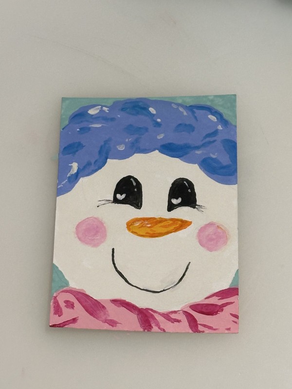 ACEO Original Mini Painting/ Whimsical Snowman