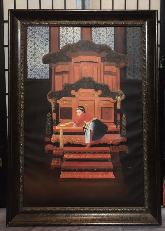 Large Oil on Canvas Painting Little Emperor Ascending the Throne