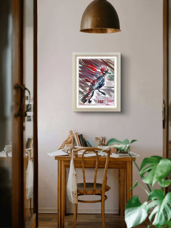 Roadrunner Unique Abstract Expressionism Wall Art Canvas Board 11x14 gallery