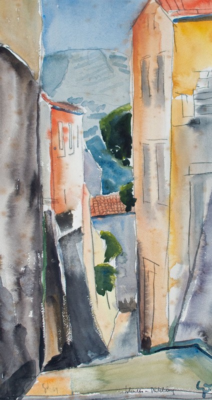 Gerhard Schulte-Dahling Island Rab in Croatia Watercolor 1959 Signed Dated gallery