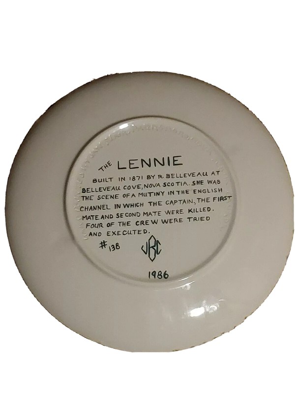 COLLECTIBLE NAUTICAL PLATE HAND PAINTED BY JAN BLAIR "THE LENNIE" 1986 #138 gallery