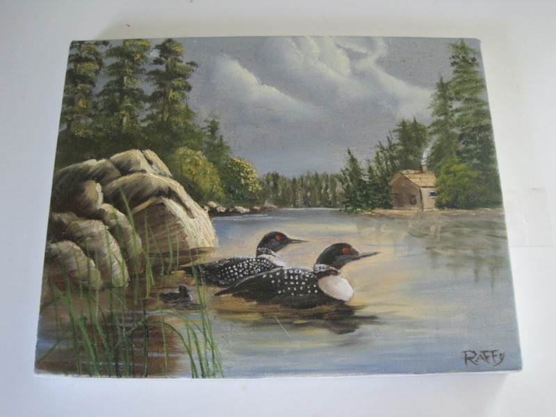 Original Painting Oil Duck By Raffy Mountain Scenery 14″ x 11″