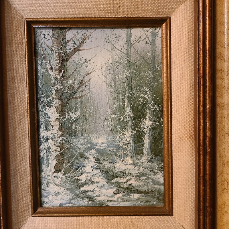 Original Winter Oil Painting by Carl Madden Framed 12.5"x10.5" gallery