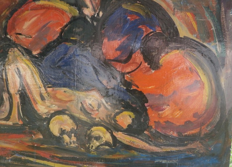 Christ, Mary Magdalene, Followers & Death Oil Painting-1960s-Maxim Bugzester gallery