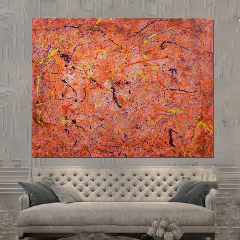 Jackson Pollock style￼ Profession￼al Painting 81” X 62”(6ft 9in)Abstract Modern gallery