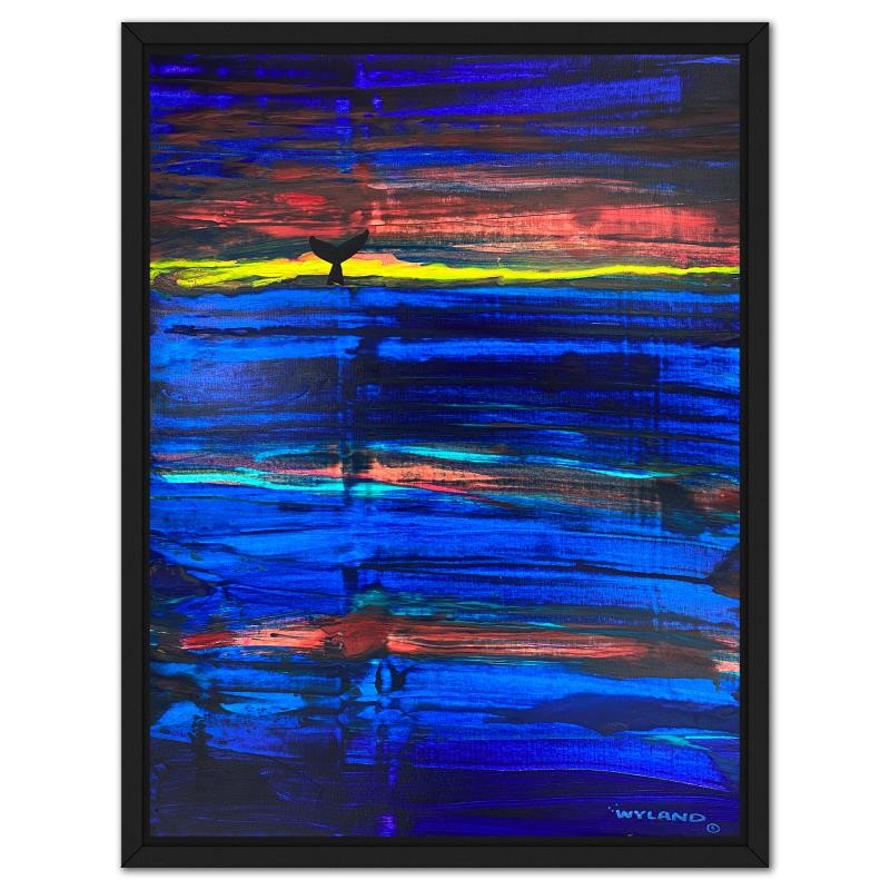 Wyland «Whale Tail» Framed Original Acrylic Painting on Canvas Hand Signed
