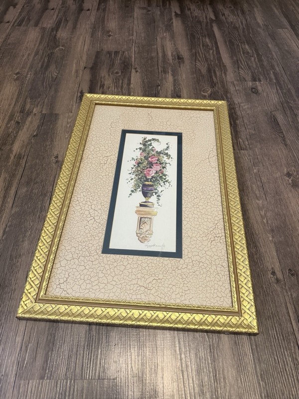 Beautiful Flower Painting with A Gold Frame. Signed by Artist. 13 X 20 1/2