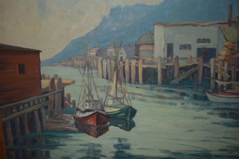 Vintage Painting Oil on Board Newport Bay Vancouver Washington Theresa Rothstein gallery