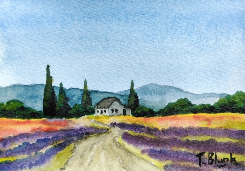 ORIGINAL WATERCOLOUR – Landscape in Provence.