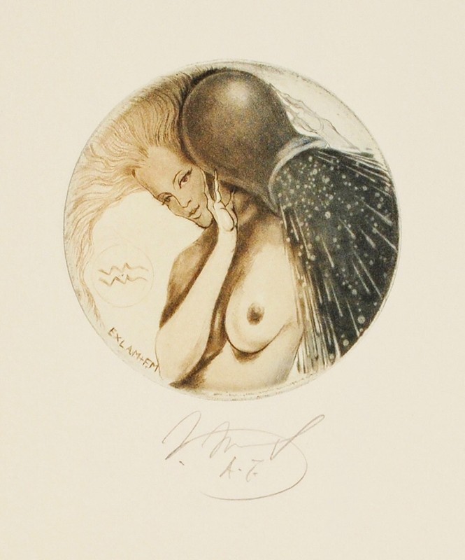 Aquarius – Original Mezzotint & Etching by famous Czech Artist Karel Musil(2010)