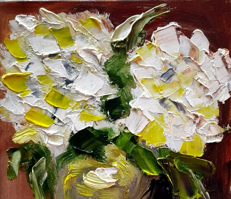 Flower still life in a vase. Original oil painting 6x8". Handmade. Signed. gallery