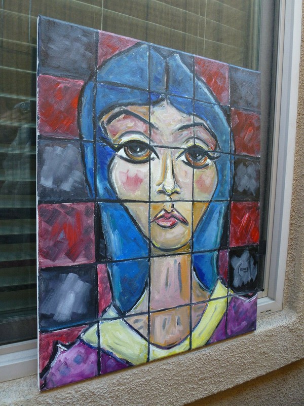 A CHECKERED PAST Cubism style oil painting 16x20 canvas original signed CROWELL gallery