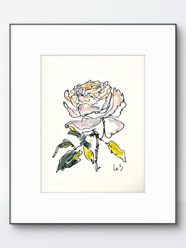 Original Abstract Expressionism 9×12 Rose Drawing Handmade Signed Fine Art 21