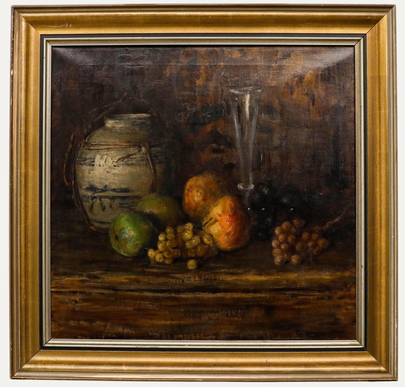 Carl Hayer – Late 19th Century Oil, Grapes and Porcelain