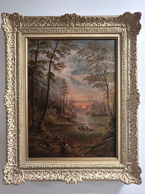 Antique Landscape Painting – 19th Century Oil Painting -Rowney & Co. London .