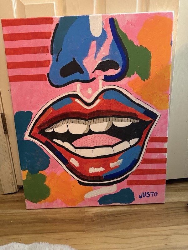 Justo Original Pop Art Painted Titled Rainbow Bright
