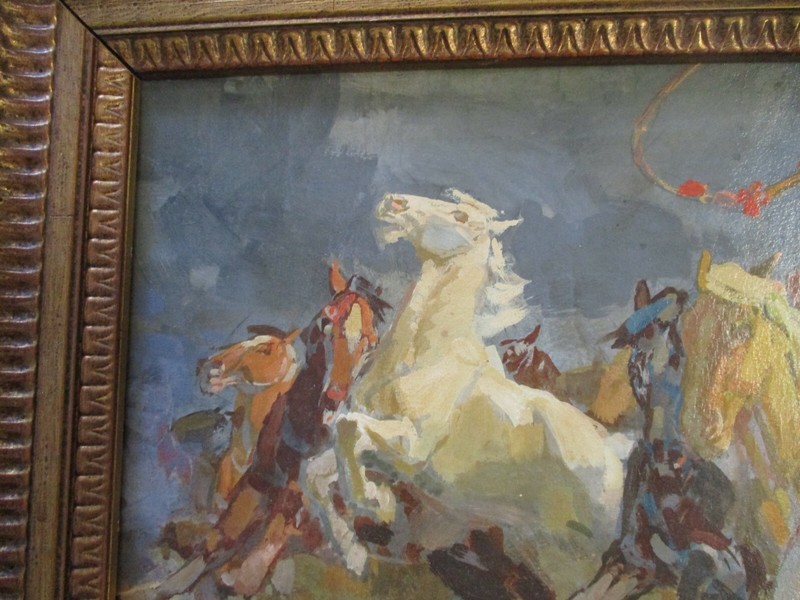 ANTIQUE IMPRESSIONIST IMPRESSIONISM PAINTING HORSE RIDER HORSES OLD LISTED ART gallery