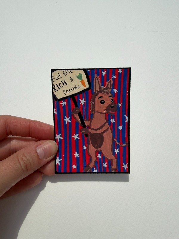Original ACEO PaletteandPage Mixed Media Donkey Puns Protest Political Series gallery