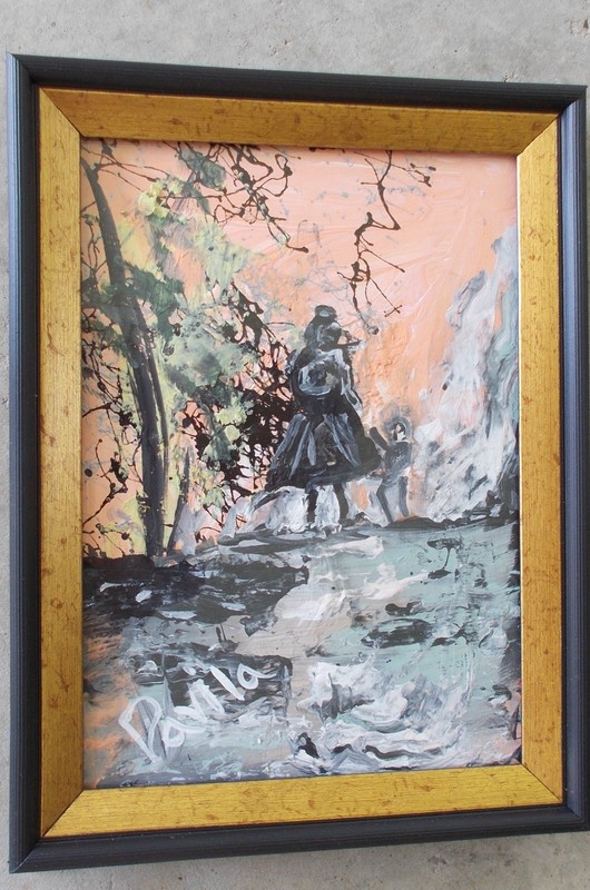 ORIGINAL COLLECTIBLE «COMING HOME» ACRYLIC ABSTRACT PAINTING, SIGNED 5″ X 7″