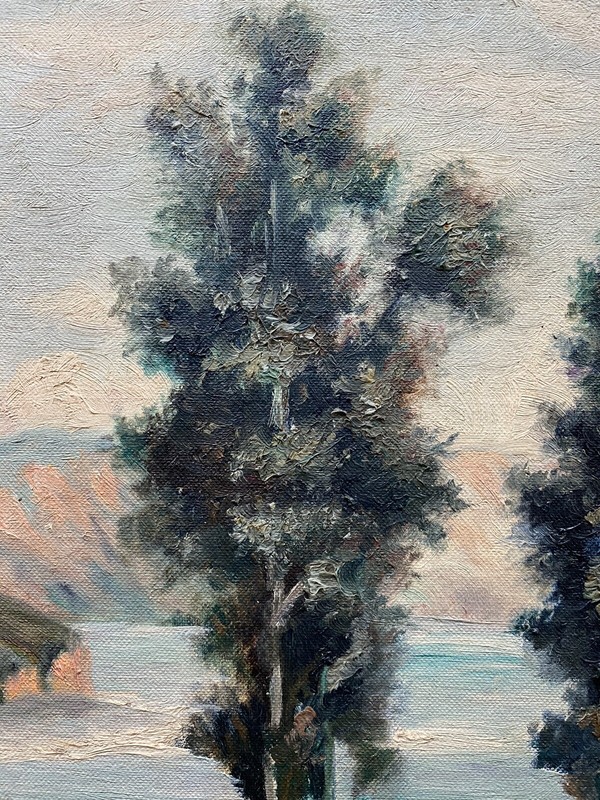Mary Cornell Antique 1930s California Plein Air Coastal Tree Landscape Painting gallery
