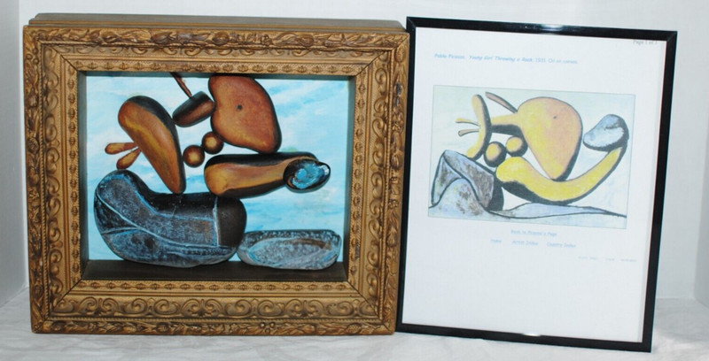 Pablo Picassco - Young Girl Throwing a Rock Shadow Box Rock Art by Leean Swanson gallery