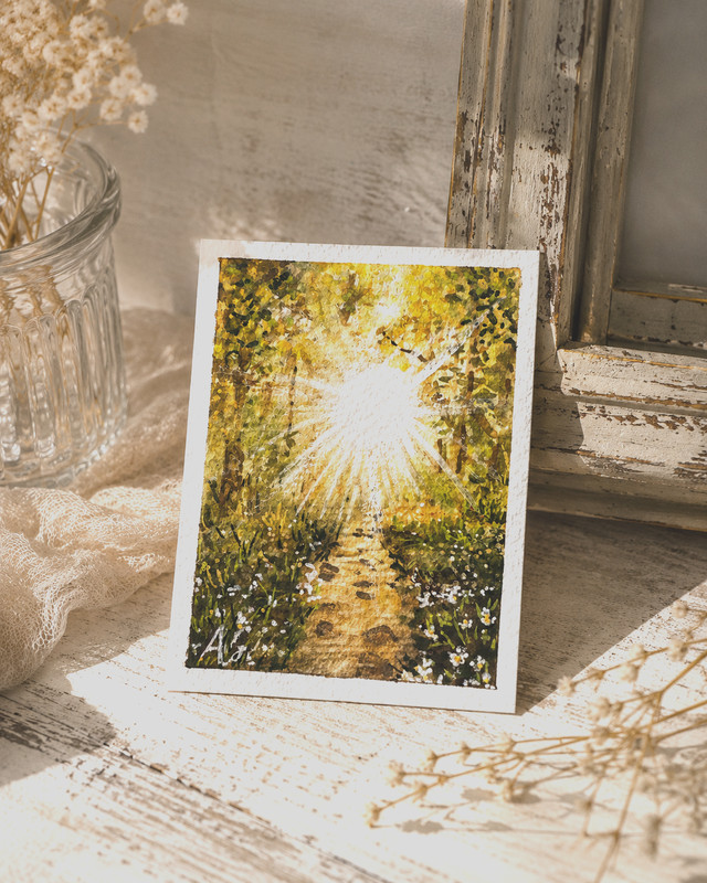 Where Light Finds Me Original ACEO Watercolor Painting OOAK Christian Miniature