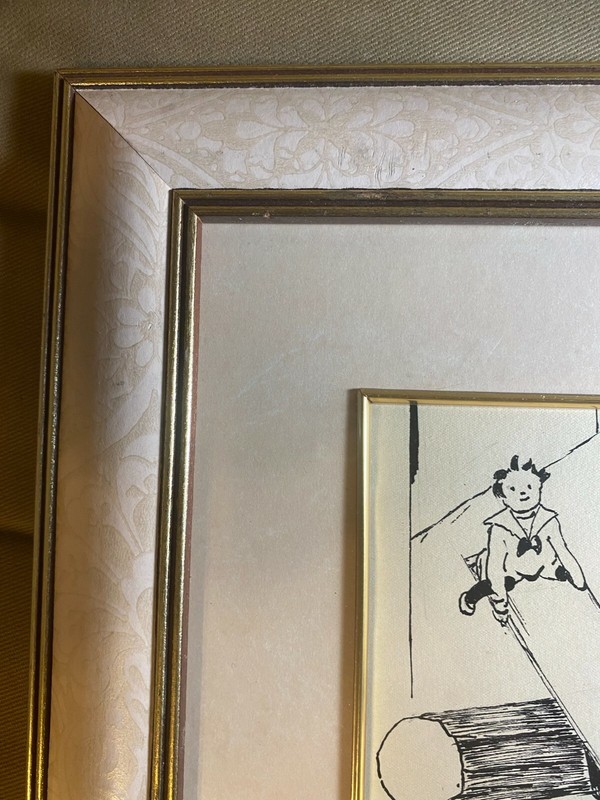 Antique Georgie E L Church 1915 "Moorfields" Pen And Ink Drawing - Signed/Framed gallery
