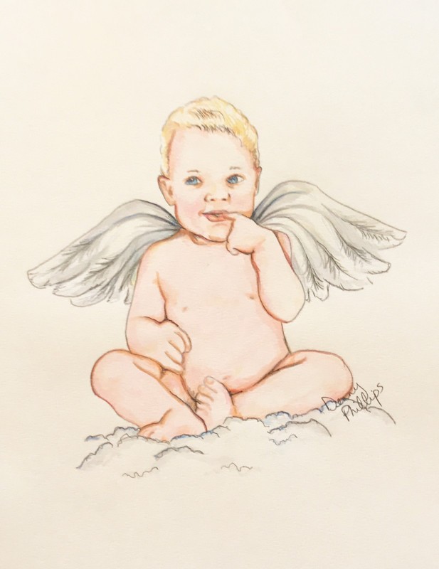 Original Acrylic Painting – Baby Angel Art – Children’s Room Art