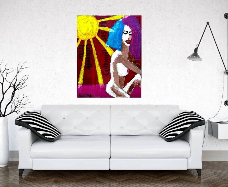 STUNNING PORTRAIT PAINTING upcycled 18 X 12 original SWARTZMILLER DNA SIGNED ART gallery