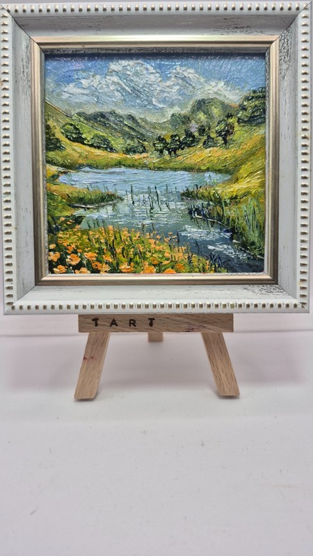 original autographed oil painting framed. landscape. impressionism.4x4 in. gallery