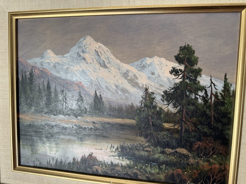 Original HEINIE HARTWIG Oil Painting "Early Spring by the Lake" 9x12 Framed gallery
