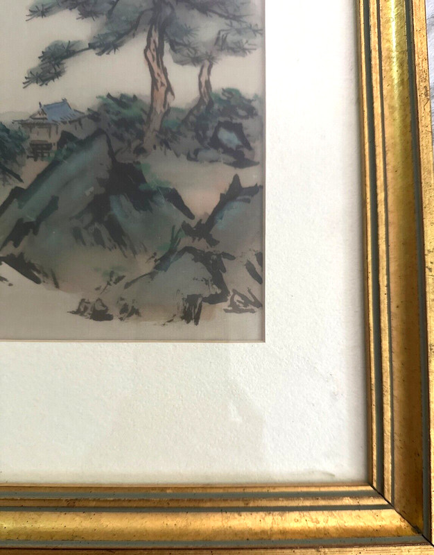 Pair Chinese Silk Watercolor Paintings Artist Signed Stamped Qingshuling gallery