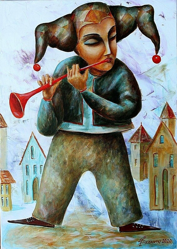 Painting ORIGINAL OIL canvas modern CONTEMPORARY ART by Pronkin 2020 BOY city