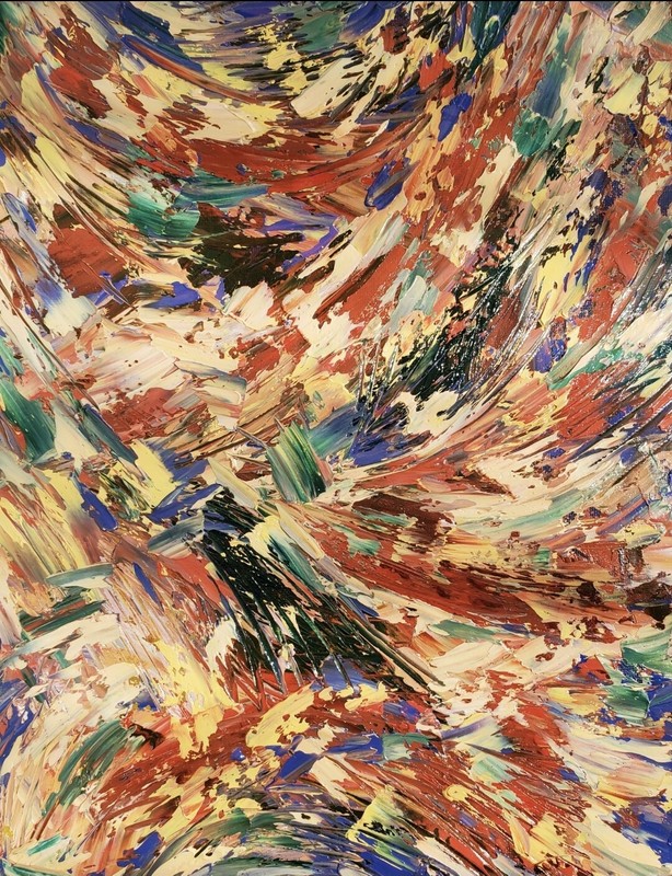 ORIGINAL ABSTRACT OIL PAINTING «Autumn Wind», Canvas Panel Size 11×14 in