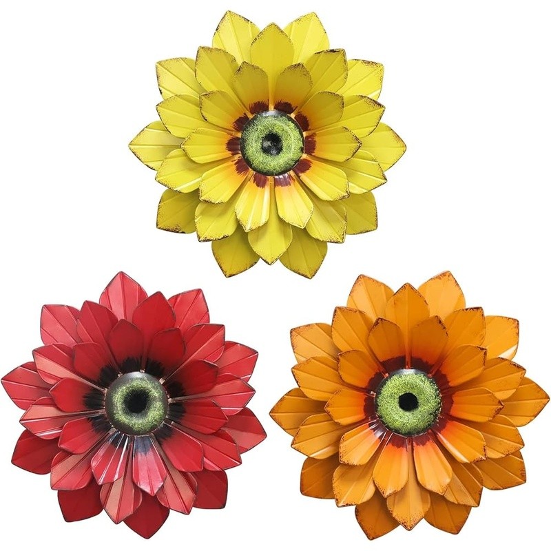 Vibrant Metal Flower Wall Art 3D Hand-Painted Decor Home Living Room Garden New gallery