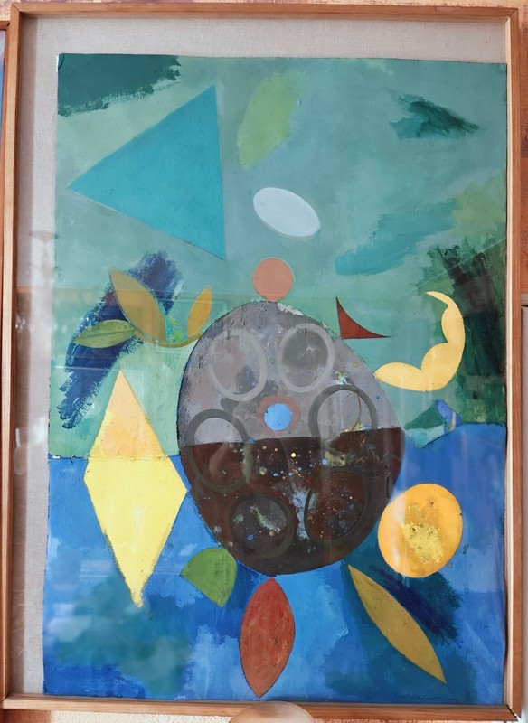 ARMENIAN SCHOOL ABSTRACT OIL ON CANVAS PAINTING OF THE TURTLE 109 x 79 cm