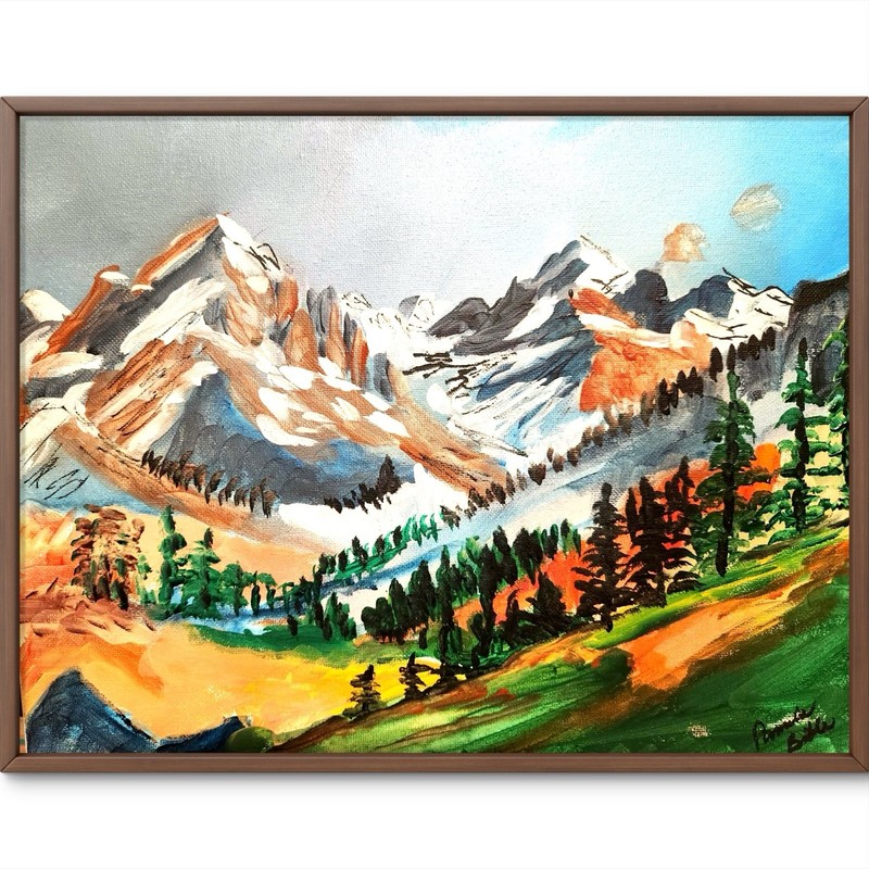 Original Abstract Mountains Modern Unique Wall Art Acrylic Canvas 11X14