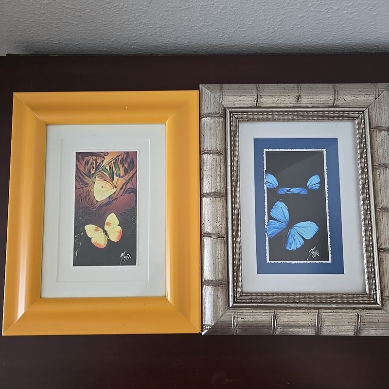 Set 2 Still Life Giclee Prints – Butterflies with Flower – Signed By John Mojjis