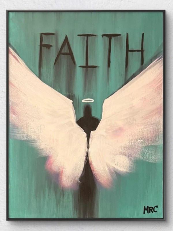 Abstract Expressionist Art 12×16 Angel Wings Acrylic Painting Wall Decor Signed