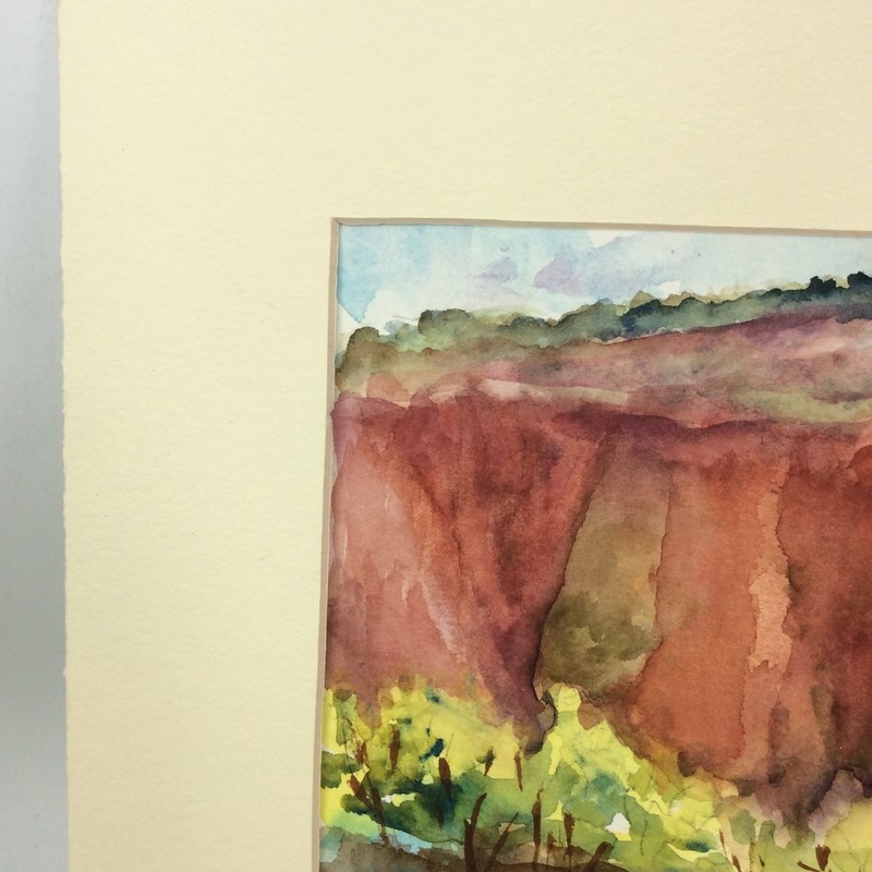 Jeanne Kelly Cliffs at Ghost Ranch Watercolor Painting Small Paper Late 20th gallery