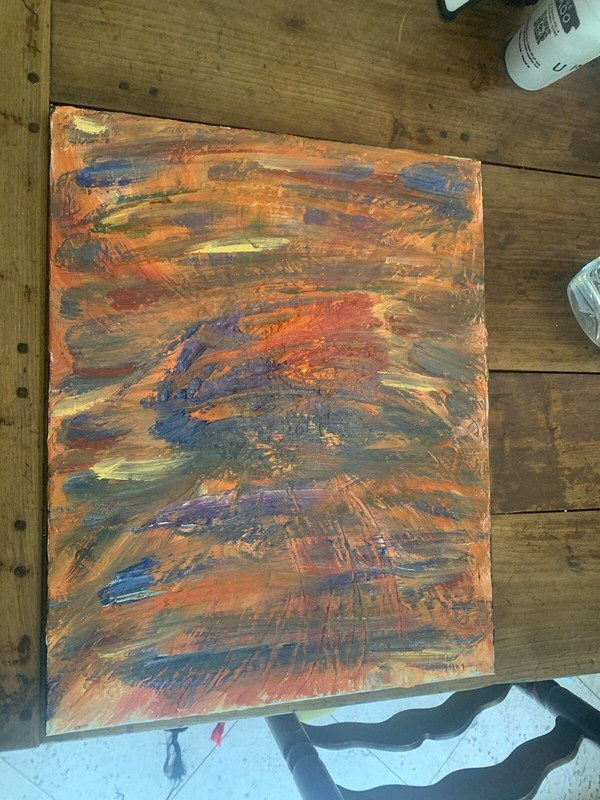 VTG Modern Orange Purple Blue Green Abstract Canvas 16”x20” gallery