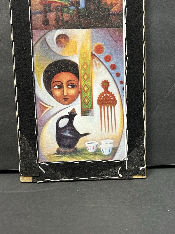 Ethiopian Triptych Painting Traditional Daily Life Women Artwork Signed gallery