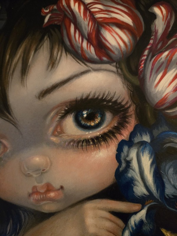 Jasmine Becket-Griffith ORIGINAL PAINTING Stilleven skull big eye art gallery