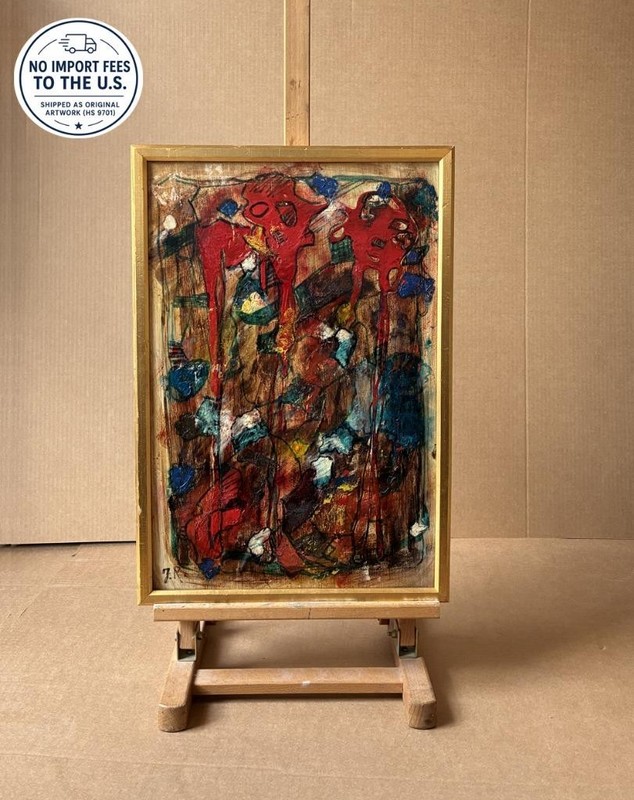 Jørgen Rantzau. Composition. Danish Abstract Mid-Century Oil. Dated 66. COA