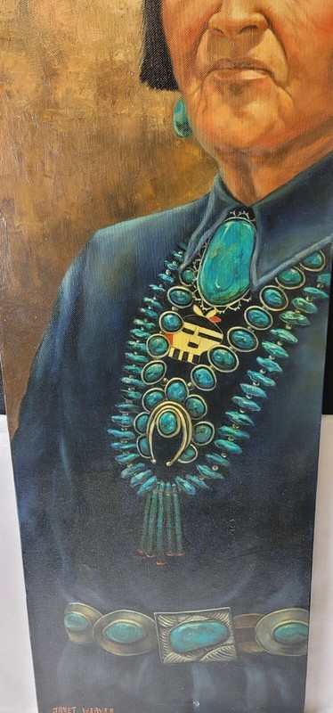 Janet Weaver Original Oil On Canvas 36"×11 Navajo Man gallery