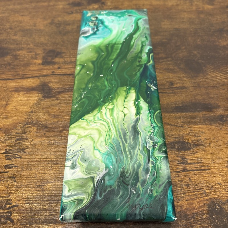 Emerald Green Abstract Fluid Art Painting-blind artist made gallery