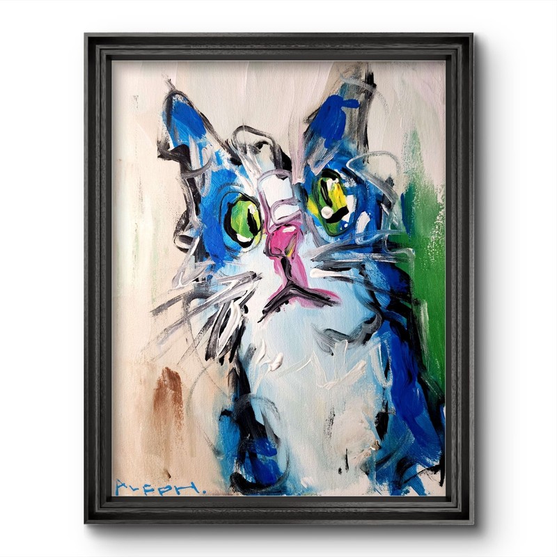 Aleph Original Art 14×11 Abstract Expressionist Animal Painting Canvas
