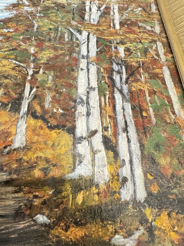 Vintage Fall Foliage Trees Landscape Oil Acrylic Painting Signed Art Framed gallery